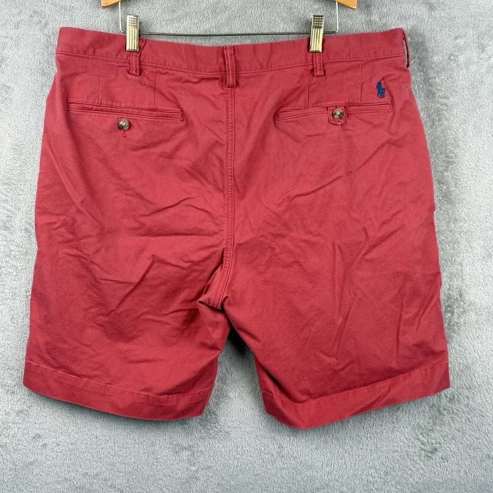 Polo Ralph‎ Lauren Chino Shorts Mens 38 Red Classic Fit 8.5'' Inseam Logo Preppy